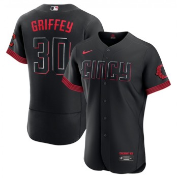 Men's Cincinnati Reds #30 Ken Griffey Jr. Black 2023 City Connect Flex Base Stitched Jersey Men's Cincinnati Reds #30 Ken Griffey Jr. Black 2023 City Connect Flex Base Stitched Jersey