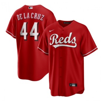 Men's Cincinnati Reds #44 Elly De La Cruz Red Cool Base Stitched Baseball Jersey Men's Cincinnati Reds #44 Elly De La Cruz Red Cool Base Stitched Baseball Jersey