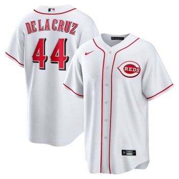 Men's Cincinnati Reds #44 Elly De La Cruz White Cool Base Stitched Baseball Jersey Men's Cincinnati Reds #44 Elly De La Cruz White Cool Base Stitched Baseball Jersey