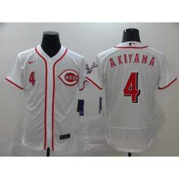 Men's Cincinnati Reds #4 Shogo Akiyama White Flex Base Stitched MLB Jersey Men's Cincinnati Reds #4 Shogo Akiyama White Flex Base Stitched MLB Jersey
