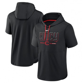 Men's Cincinnati Reds Black 2023 City Connect Short Sleeve Pullover Hoodie Men's Cincinnati Reds Black 2023 City Connect Short Sleeve Pullover Hoodie