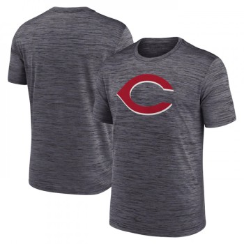 Men's Cincinnati Reds Grey Team Logo Velocity Performance T-Shirt Men's Cincinnati Reds Grey Team Logo Velocity Performance T-Shirt