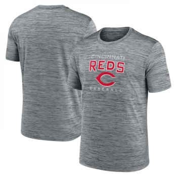 Men's Cincinnati Reds Grey Velocity Practice Performance T-Shirt Men's Cincinnati Reds Grey Velocity Practice Performance T-Shirt