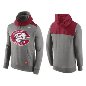 Men's Cincinnati Reds Gray Cooperstown Collection Hybrid Pullover Hoodie Men's Cincinnati Reds Gray Cooperstown Collection Hybrid Pullover Hoodie