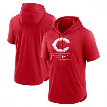 Men's Cincinnati Reds Red Short Sleeve Pullover Hoodie Men's Cincinnati Reds Red Short Sleeve Pullover Hoodie