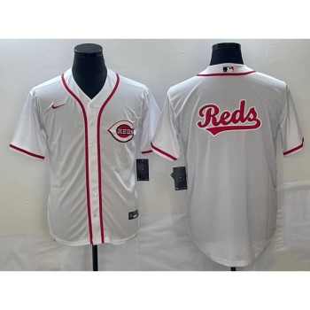 Men's Cincinnati Reds White Team Big Logo Cool Base Stitched Baseball Jersey Men's Cincinnati Reds White Team Big Logo Cool Base Stitched Baseball Jersey