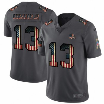 Men's Cleveland Browns #13 Odell Beckham Jr. Grey 2019 Salute To Service USA Flag Fashion Limited Stitched NFL Jersey Men's Cleveland Browns #13 Odell Beckham Jr. Grey 2019 Salute To Service USA Flag Fashion Limited Stitched NFL Jersey