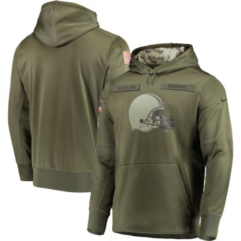 Men's Cleveland Browns 2018 Olive Salute to Service Sideline Therma Performance Pullover Stitched NFL Hoodie Men's Cleveland Browns 2018 Olive Salute to Service Sideline Therma Performance Pullover Stitched NFL Hoodie