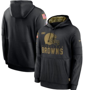 Men's Cleveland Browns 2020 Black Salute to Service Sideline Performance Pullover Hoodie Men's Cleveland Browns 2020 Black Salute to Service Sideline Performance Pullover Hoodie