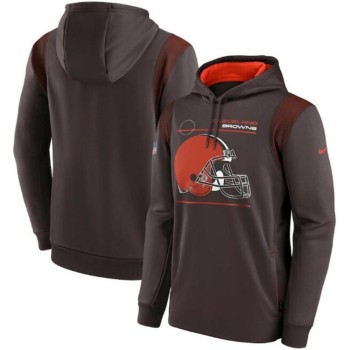 Men's Cleveland Browns 2021 Brown Sideline Logo Performance Pullover Hoodie Men's Cleveland Browns 2021 Brown Sideline Logo Performance Pullover Hoodie