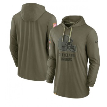 Men's Cleveland Browns 2022 Olive Salute to Service Tonal Pullover Hoodie Men's Cleveland Browns 2022 Olive Salute to Service Tonal Pullover Hoodie