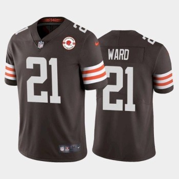 Men's Cleveland Browns #21 Denzel Ward 2021 Brown 75th Anniversary Vapor Untouchable Limited Stitched NFL Jersey Men's Cleveland Browns #21 Denzel Ward 2021 Brown 75th Anniversary Vapor Untouchable Limited Stitched NFL Jersey