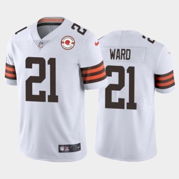 Men's Cleveland Browns #21 Denzel Ward 2021 White 75th Anniversary Vapor Untouchable Limited Stitched NFL Jersey Men's Cleveland Browns #21 Denzel Ward 2021 White 75th Anniversary Vapor Untouchable Limited Stitched NFL Jersey