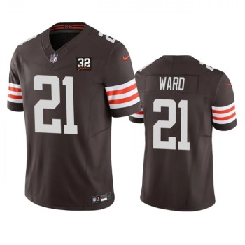 Men's Cleveland Browns #21 Denzel Ward Brown 2023 F.U.S.E. With Jim Brown Memorial Patch Vapor Untouchable Limited Stitched Jersey Men's Cleveland Browns #21 Denzel Ward Brown 2023 F.U.S.E. With Jim Brown Memorial Patch Vapor Untouchable Limited Stitched Jersey