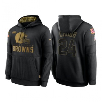 Men's Cleveland Browns #24 Nick Chubb 2020 Black Salute to Service Sideline Performance Pullover Hoodie Men's Cleveland Browns #24 Nick Chubb 2020 Black Salute to Service Sideline Performance Pullover Hoodie