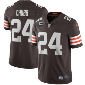 Men's Cleveland Browns #24 Nick Chubb 2022 Brown With 1-star C Patch Vapor Untouchable Limited Stitched Jersey Men's Cleveland Browns #24 Nick Chubb 2022 Brown With 1-star C Patch Vapor Untouchable Limited Stitched Jersey