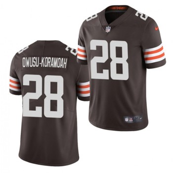 Men's Cleveland Browns #28 Jeremiah Owusu-Koramoah 2021 Draft Brown Vapor Untouchable Limited Stitched NFL Jersey