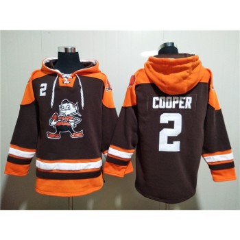 Men's Cleveland Browns #2 Amari Cooper Brown Lace-Up Pullover Hoodie Men's Cleveland Browns #2 Amari Cooper Brown Lace-Up Pullover Hoodie