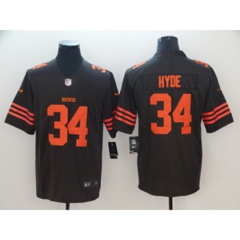 Men's Cleveland Browns #34 Carlos Hyde Brown Color Rush Limited Stitched NFL Jersey Men's Cleveland Browns #34 Carlos Hyde Brown Color Rush Limited Stitched NFL Jersey