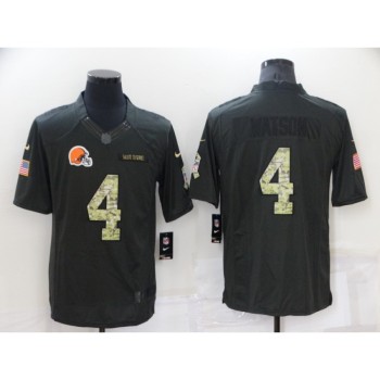 Men's Cleveland Browns #4 Deshaun Watson Black Salute to Service Limited Stitched Jersey Men's Cleveland Browns #4 Deshaun Watson Black Salute to Service Limited Stitched Jersey