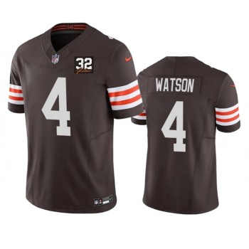 Men's Cleveland Browns #4 Deshaun Watson Brown 2023 F.U.S.E. With Jim Brown Memorial Patch Vapor Untouchable Limited Stitched Jersey Men's Cleveland Browns #4 Deshaun Watson Brown 2023 F.U.S.E. With Jim Brown Memorial Patch Vapor Untouchable Limited Stitched Jersey
