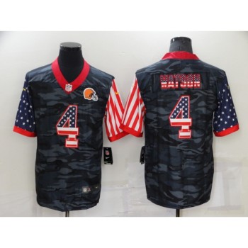 Men's Cleveland Browns #4 Deshaun Watson Camo USA Flag Limited Stitched Jersey Men's Cleveland Browns #4 Deshaun Watson Camo USA Flag Limited Stitched Jersey