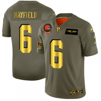 Men's Cleveland Browns #6 Baker Mayfield 2019 Olive/Gold Salute To Service Limited Stitched NFL Jersey Men's Cleveland Browns #6 Baker Mayfield 2019 Olive/Gold Salute To Service Limited Stitched NFL Jersey
