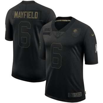 Men's Cleveland Browns #6 Baker Mayfield 2020 Black Salute To Service Limited Stitched Jersey Men's Cleveland Browns #6 Baker Mayfield 2020 Black Salute To Service Limited Stitched Jersey