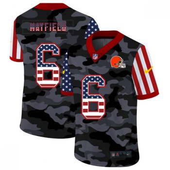 Men's Cleveland Browns #6 Baker Mayfield 2020 Camo USA Flag Limited Stitched Jersey Men's Cleveland Browns #6 Baker Mayfield 2020 Camo USA Flag Limited Stitched Jersey