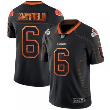 Men's Cleveland Browns #6 Baker Mayfield Black 2018 Lights Out Color Rush NFL Limited Stitched Jersey Men's Cleveland Browns #6 Baker Mayfield Black 2018 Lights Out Color Rush NFL Limited Stitched Jersey