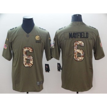 Men's Cleveland Browns #6 Baker Mayfield Green Salute To Service Limited Stitched NFL Jersey Men's Cleveland Browns #6 Baker Mayfield Green Salute To Service Limited Stitched NFL Jersey