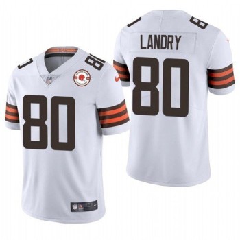 Men's Cleveland Browns #80 Jarvis Landry 2021 White 75th Anniversary Vapor Untouchable Limited Stitched NFL Jersey Men's Cleveland Browns #80 Jarvis Landry 2021 White 75th Anniversary Vapor Untouchable Limited Stitched NFL Jersey