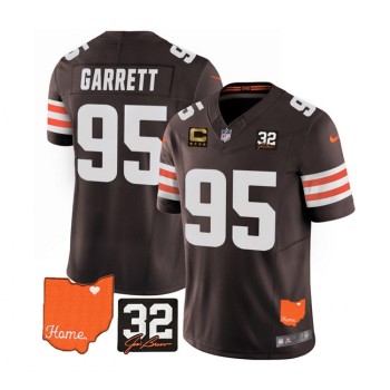 Men's Cleveland Browns #95 Myles Garrett Brown 2023 F.U.S.E. With Jim Brown Memorial Patch And 4-Star C Patch Vapor Untouchable Limited Stitched Jersey Men's Cleveland Browns #95 Myles Garrett Brown 2023 F.U.S.E. With Jim Brown Memorial Patch And 4-Star C Patch Vapor Untouchable Limited Stitched Jersey