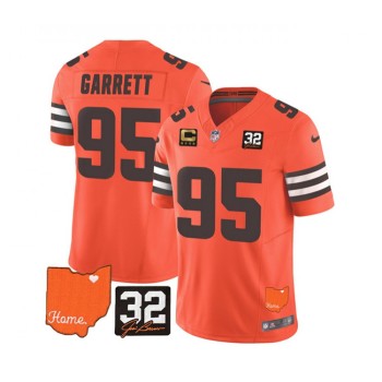 Men's Cleveland Browns #95 Myles Garrett Orange 2023 F.U.S.E. With Jim Brown Memorial Patch And 4-Star C Patch Vapor Untouchable Limited Stitched Jersey Men's Cleveland Browns #95 Myles Garrett Orange 2023 F.U.S.E. With Jim Brown Memorial Patch And 4-Star C Patch Vapor Untouchable Limited Stitched Jersey
