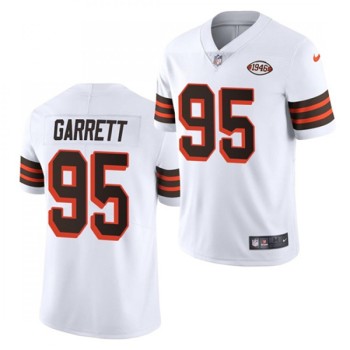 Men's Cleveland Browns #95 Myles Garrett White 1946 Collection Vapor Stitched Football Jersey Men's Cleveland Browns #95 Myles Garrett White 1946 Collection Vapor Stitched Football Jersey