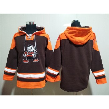 Men's Cleveland Browns Blank Brown Lace-Up Pullover Hoodie Men's Cleveland Browns Blank Brown Lace-Up Pullover Hoodie