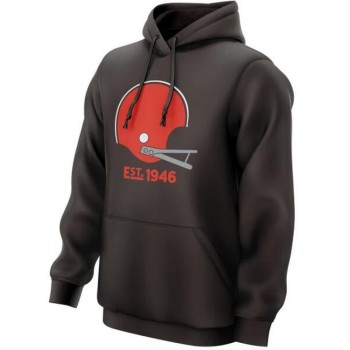 Men's Cleveland Browns Brown 75th Anniversary Helmet Logo Pullover Hoodie Men's Cleveland Browns Brown 75th Anniversary Helmet Logo Pullover Hoodie