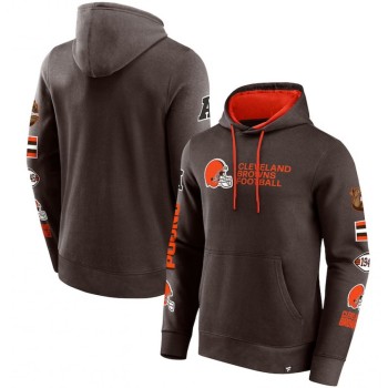 Men's Cleveland Browns Brown Extra Innings Stitched Logo Pullover Hoodie Men's Cleveland Browns Brown Extra Innings Stitched Logo Pullover Hoodie