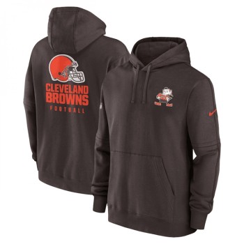 Men's Cleveland Browns Brown Sideline Club Fleece Pullover Hoodie Men's Cleveland Browns Brown Sideline Club Fleece Pullover Hoodie