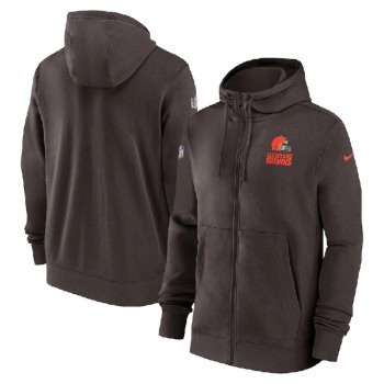 Men's Cleveland Browns Brown Sideline Club Performance Full-Zip Hoodie Men's Cleveland Browns Brown Sideline Club Performance Full-Zip Hoodie