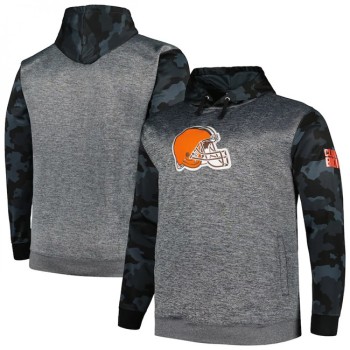 Men's Cleveland Browns Heather Charcoal Big & Tall Camo Pullover Hoodie Men's Cleveland Browns Heather Charcoal Big & Tall Camo Pullover Hoodie