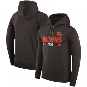 Men's Cleveland Browns Brown Sideline Team Name Performance Pullover Hoodie Men's Cleveland Browns Brown Sideline Team Name Performance Pullover Hoodie