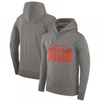 Men's Cleveland Browns Heather Gray Sideline Property Of Performance Pullover Hoodie Men's Cleveland Browns Heather Gray Sideline Property Of Performance Pullover Hoodie