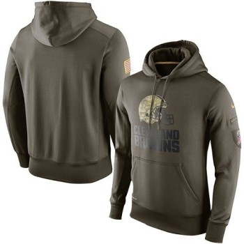 Men's Cleveland Browns Olive Salute To Service KO Performance Hoodie Men's Cleveland Browns Olive Salute To Service KO Performance Hoodie