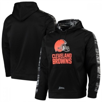 Men's Cleveland Browns Zubaz Black Tonal Oxide Pullover Hoodie Men's Cleveland Browns Zubaz Black Tonal Oxide Pullover Hoodie
