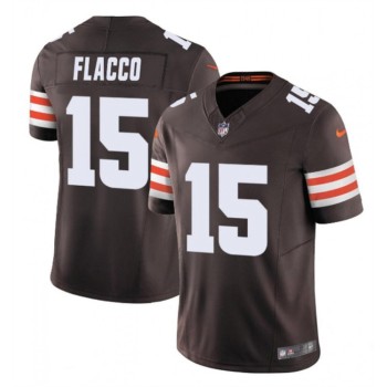 Men's Cleveland Browns #15 Joe Flacco Brown 2023 F.U.S.E. Vapor Limited Stitched Football Jersey Men's Cleveland Browns #15 Joe Flacco Brown 2023 F.U.S.E. Vapor Limited Stitched Football Jersey