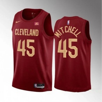 Men's Cleveland Cavaliers #45 Donovan Mitchell Red Stitched Basketball Jersey