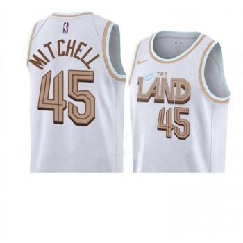 Men's Cleveland Cavaliers #45 Donovan Mitchell White 2022/23 City Edition Stitched Jersey Men's Cleveland Cavaliers #45 Donovan Mitchell White 2022/23 City Edition Stitched Jersey