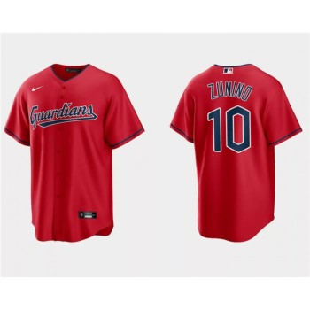 Men's Cleveland Guardians #10 Mike ZuNino Red Cool Base Stitched Jersey Men's Cleveland Guardians #10 Mike ZuNino Red Cool Base Stitched Jersey