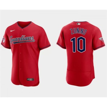 Men's Cleveland Guardians #10 Mike ZuNino Red Flex Base Stitched Jersey Men's Cleveland Guardians #10 Mike ZuNino Red Flex Base Stitched Jersey